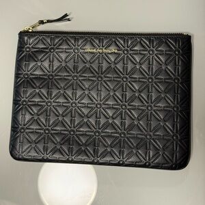 Comme des Garçons Black Embossed Clutch or Pouch